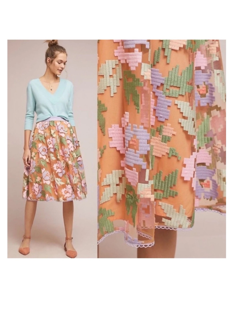 Maeve | Pixelated Tulle Midi Skirt